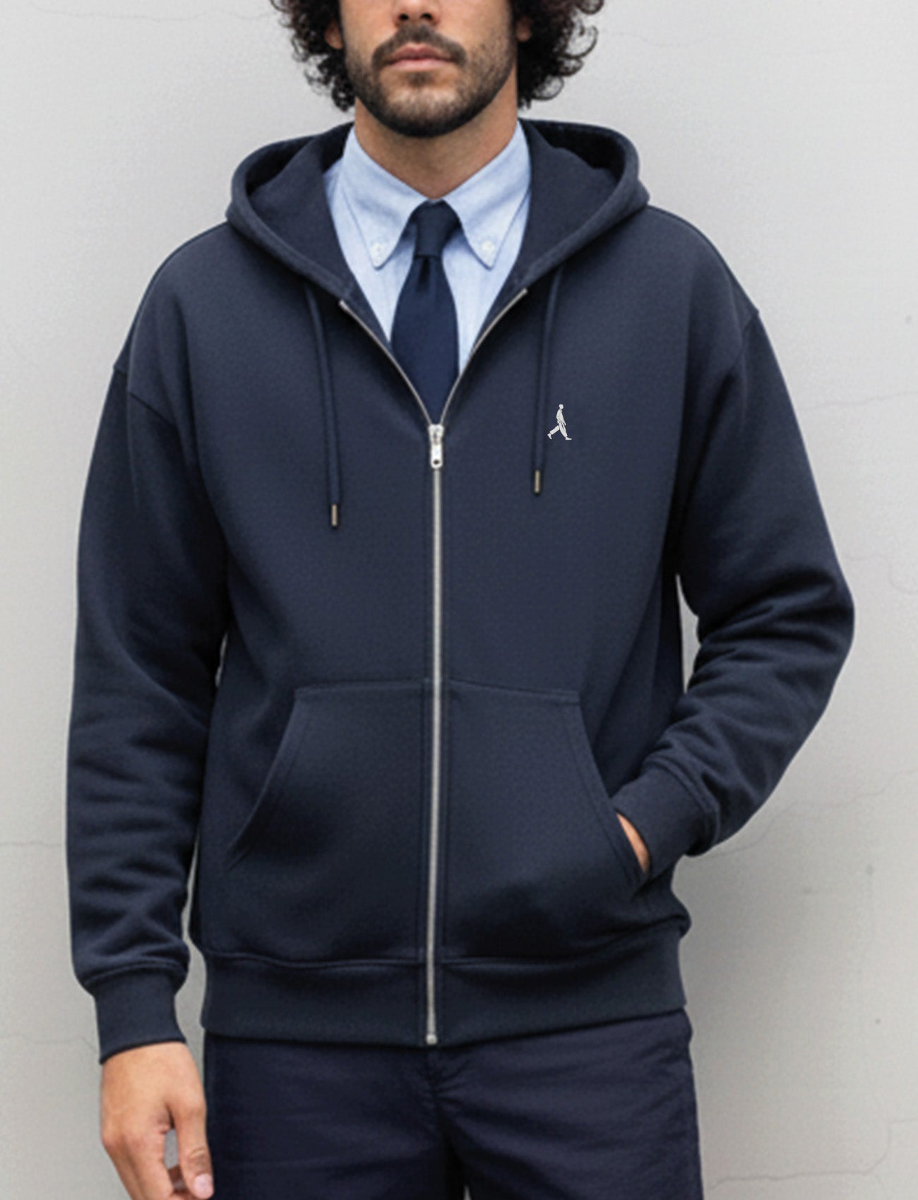 HOODIE BASIC ZIP MARINO