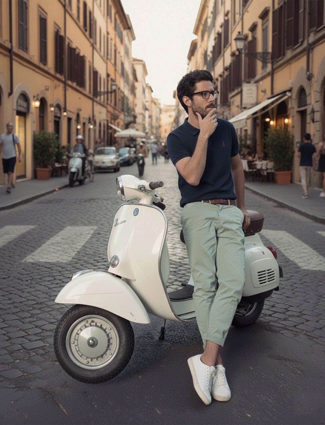 POLO PIQUE LOGO MARINO